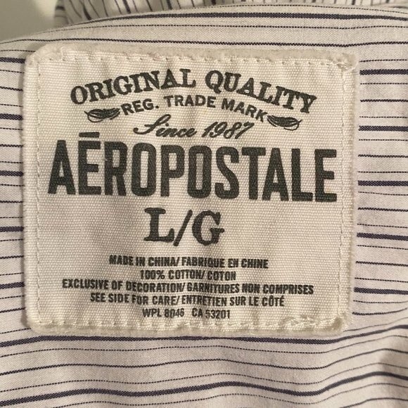Aeropostale Long Sleeve Button Down Pinstripe Mens Shirt Size L - Picture 4 of 4